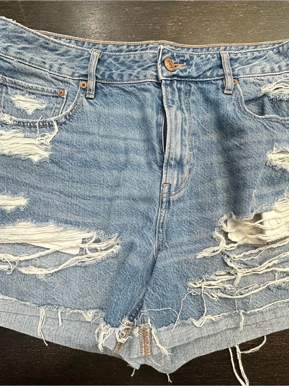American Eagle Outfitters Distressed Light Blue Denim Jean Shorts